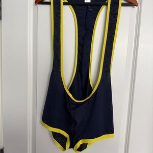 Singlet, Low Cut, Mesh Navy and Yellow, XL